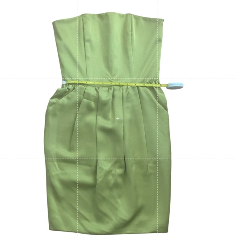 Rachel Roy Strapless Cut Out Back Chartreuse Green Black Mini Dress Size 0 Party